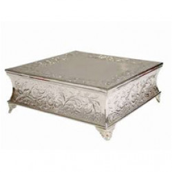 Cake Stand, 18 Tall Square, Silver